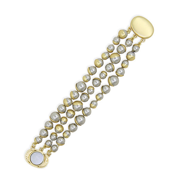 Women's Color Optional Three-row Pearl Glass Magnetic Buckle Necklaces
