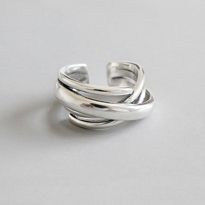 Sier Fashion Personalized Retro Knotted Female Ring