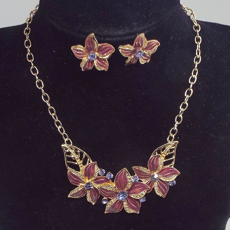 Exaggerated Versatile Fashion Flower Drop Oil Necklace
