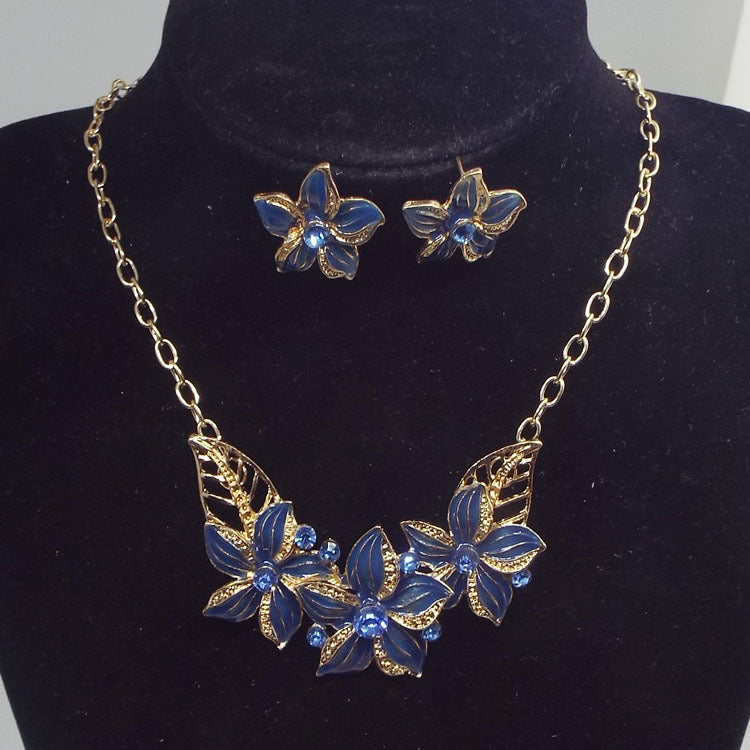 Exaggerated Versatile Fashion Flower Drop Oil Necklace
