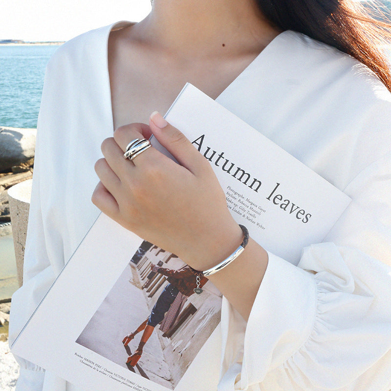 Sier Fashion Personalized Retro Knotted Female Ring