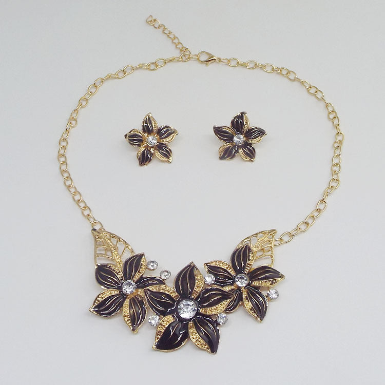 Exaggerated Versatile Fashion Flower Drop Oil Necklace