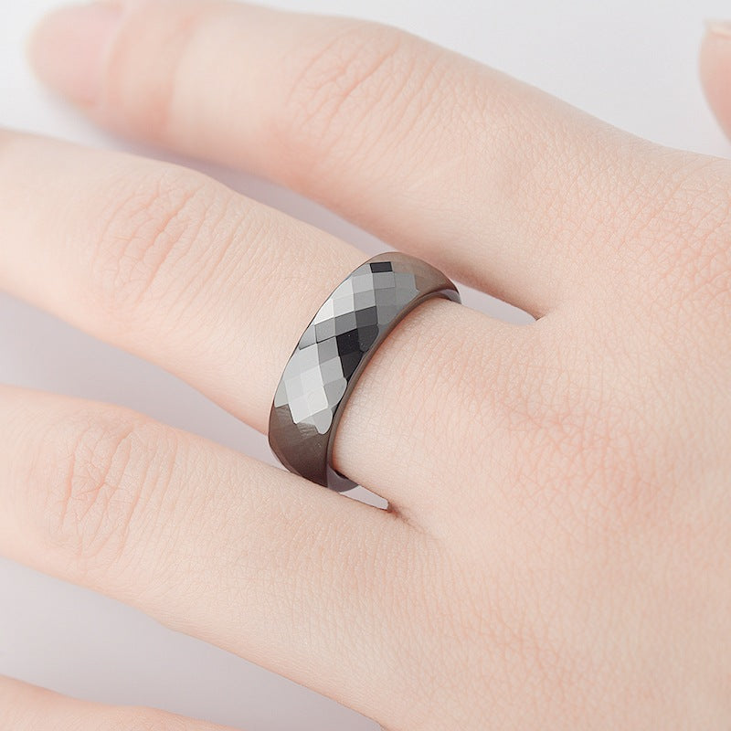 Women's & Men's Ceramic Fashion Rhombus And Korean Style Rings