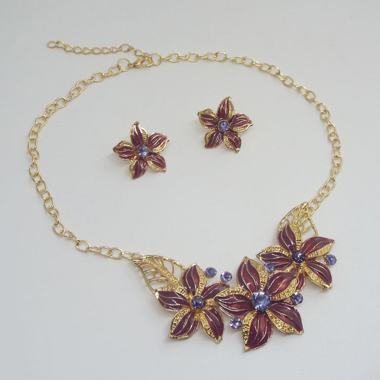 Exaggerated Versatile Fashion Flower Drop Oil Necklace