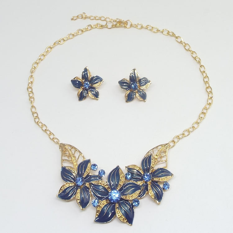 Exaggerated Versatile Fashion Flower Drop Oil Necklace
