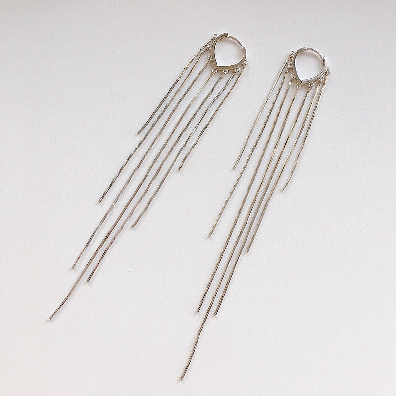Women's Korean Style Siering Snake Bones Chain Tassel Long Clip Ear Line