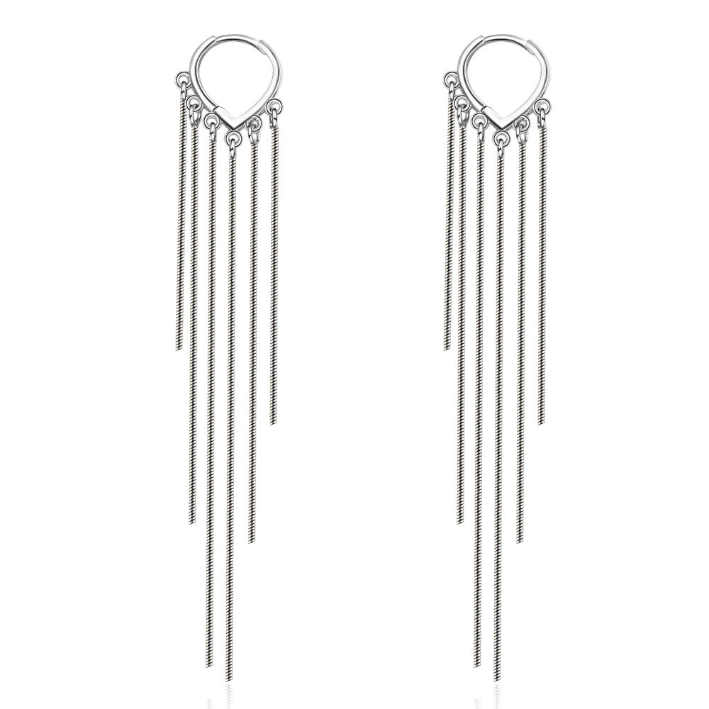 Women's Korean Style Siering Snake Bones Chain Tassel Long Clip Ear Line