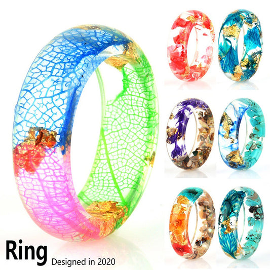 Resin Mori Style Fresh Handmade Gold Foil Ring