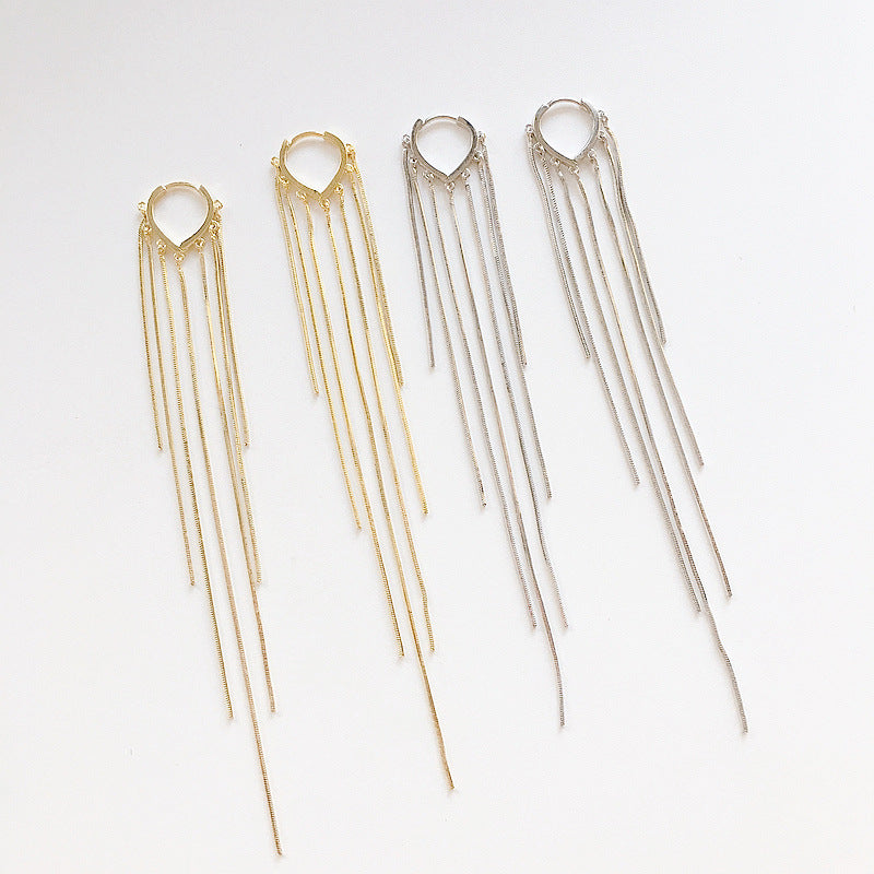 Women's Korean Style Siering Snake Bones Chain Tassel Long Clip Ear Line
