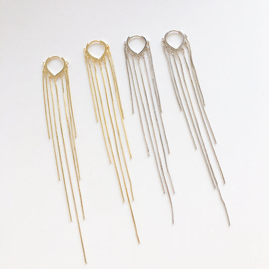 Women's Korean Style Siering Snake Bones Chain Tassel Long Clip Ear Line