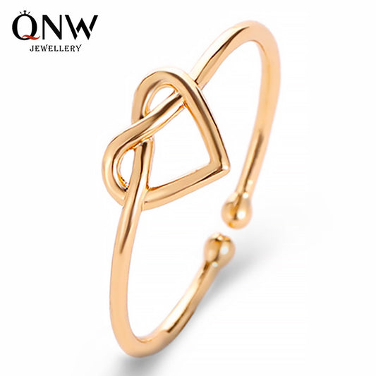Women's Knotted Simple Graceful Hollow Loving Heart With Opening Rings