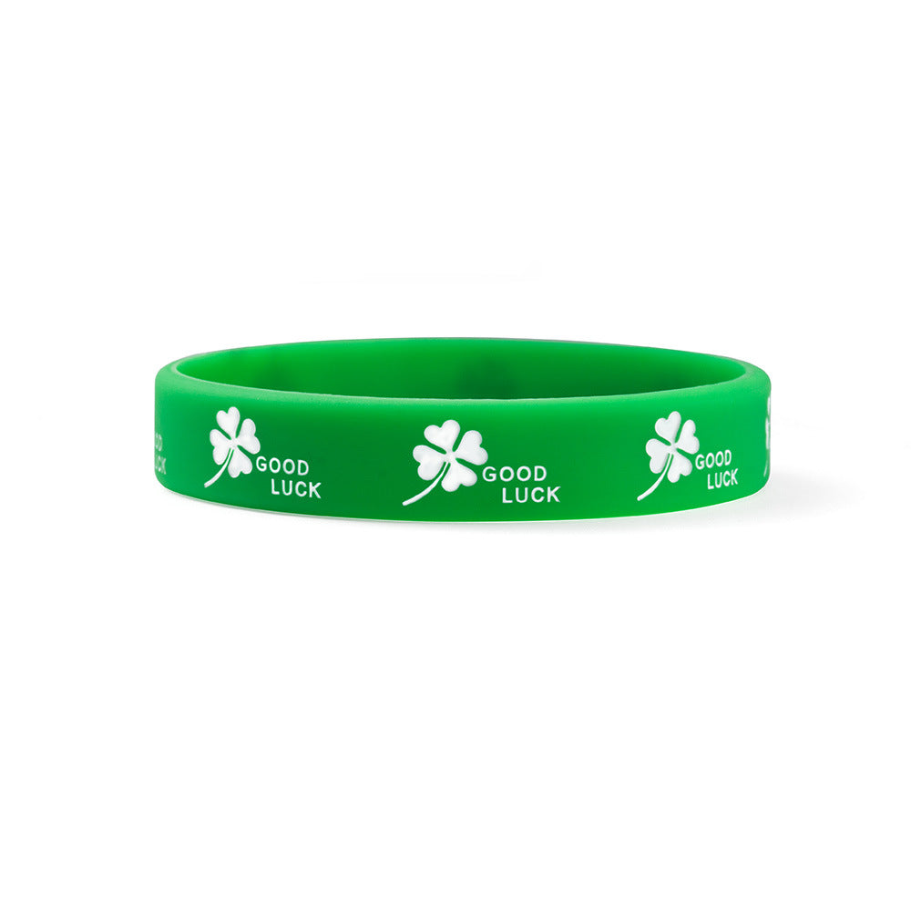 Women's & Men's Clover Silicone Lucky Wrist Strap Rubber Hand Rings
