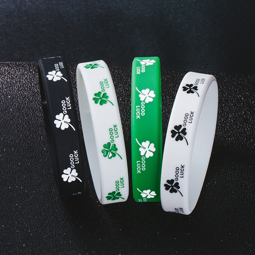 Women's & Men's Clover Silicone Lucky Wrist Strap Rubber Hand Rings