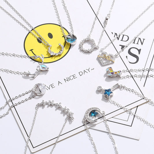 Women's Mori Style Blue Mermaid Tears Fish Cat Clavicle Chain Light Necklace