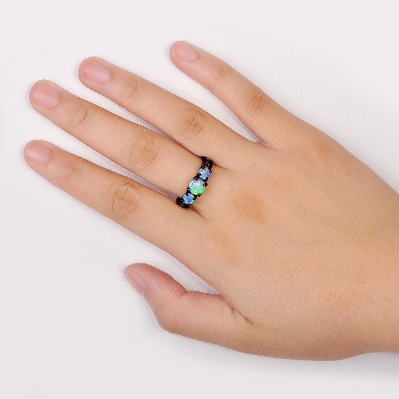 New Durable Fashion Opal Black Gold Rings