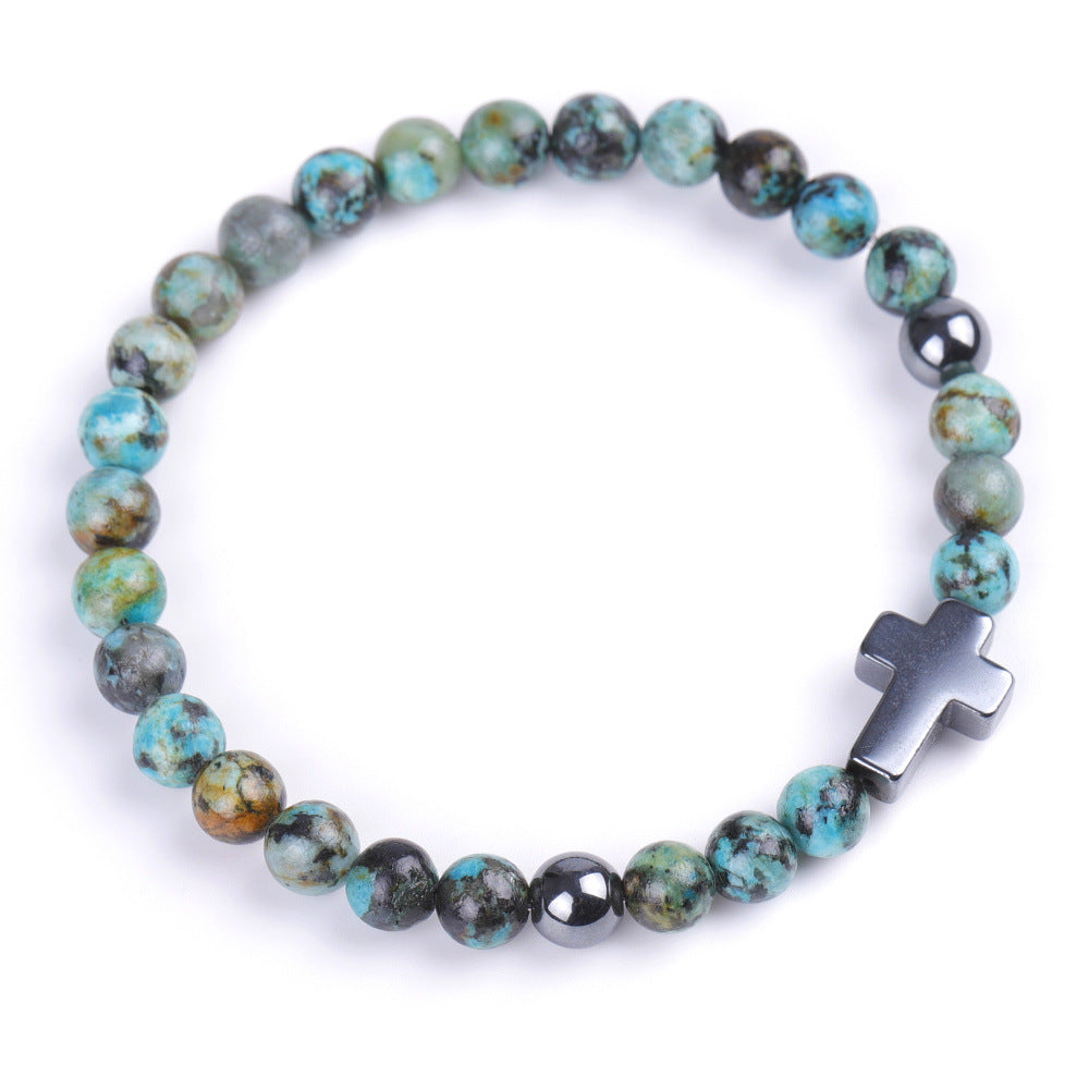 Magnet Cross Stone African Pine Map Bracelets