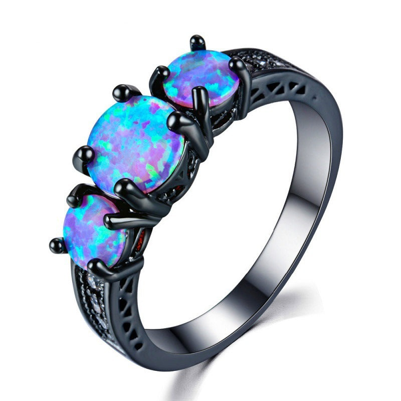 New Durable Fashion Opal Black Gold Rings