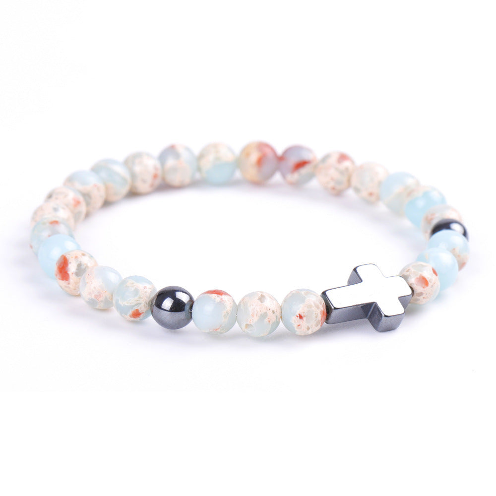 Magnet Cross Stone African Pine Map Bracelets