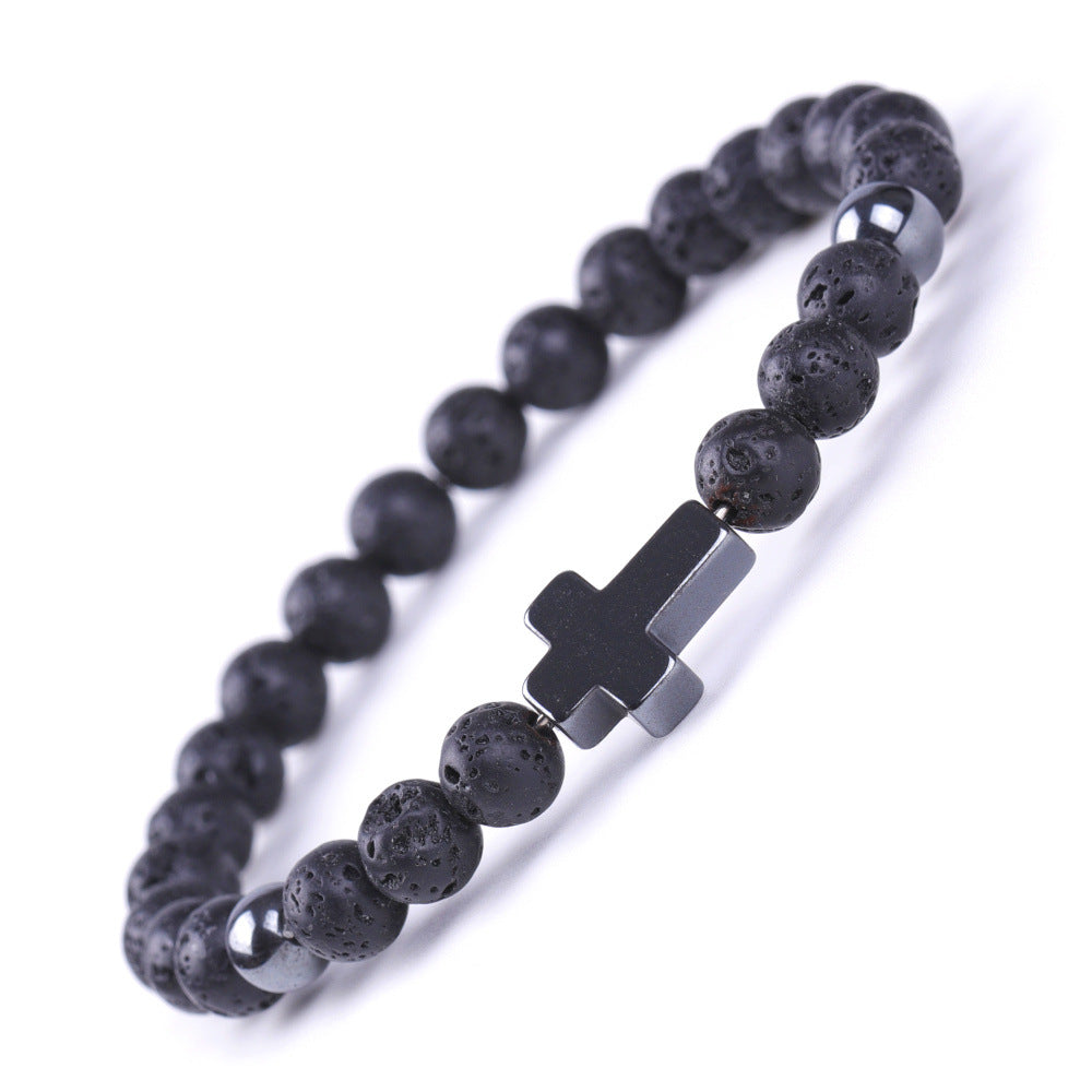 Magnet Cross Stone African Pine Map Bracelets