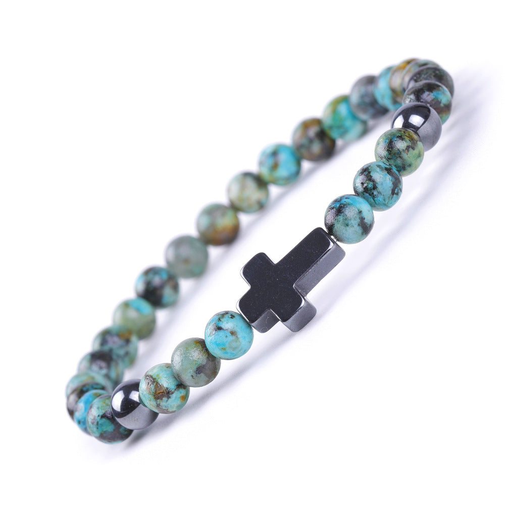 Magnet Cross Stone African Pine Map Bracelets