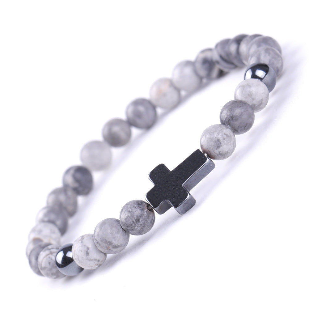 Magnet Cross Stone African Pine Map Bracelets
