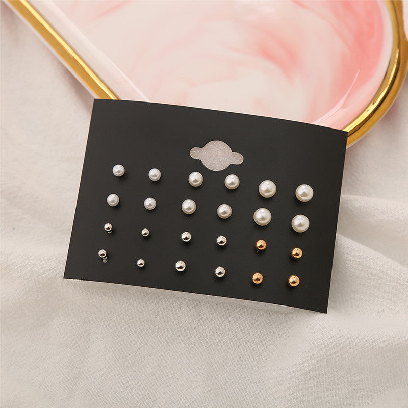Women's Pink Rhinestone Ear Simple Small Combination Stud Earrings