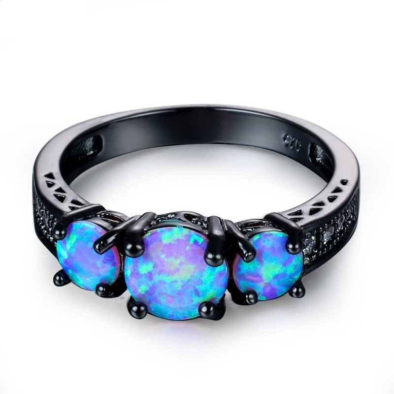 New Durable Fashion Opal Black Gold Rings
