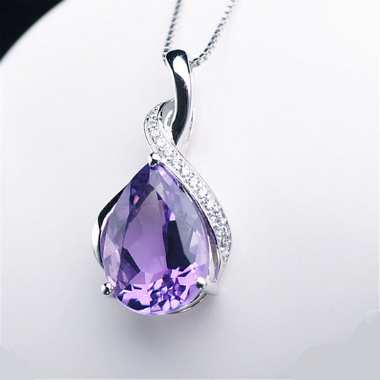 Natural Amethyst Female Accessories Simple Clavicle Chain Pendants