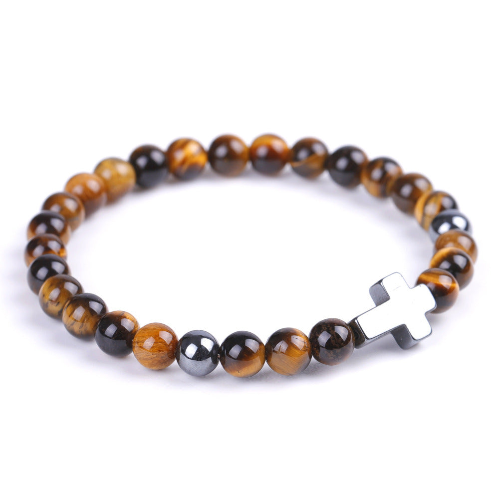 Magnet Cross Stone African Pine Map Bracelets