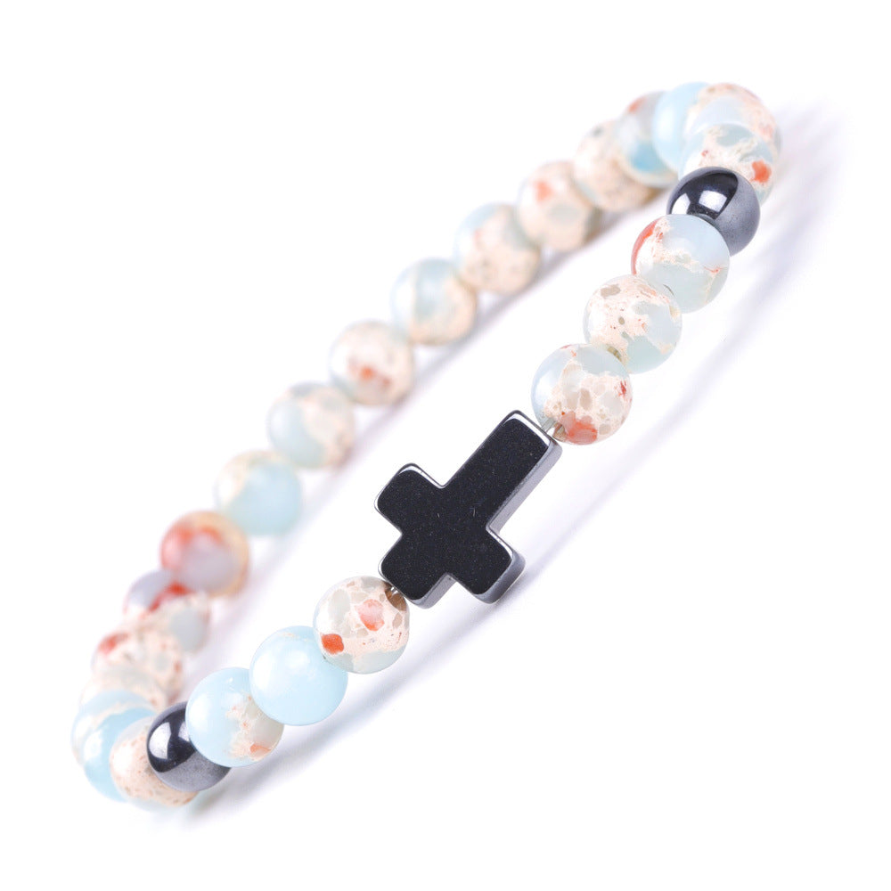 Magnet Cross Stone African Pine Map Bracelets