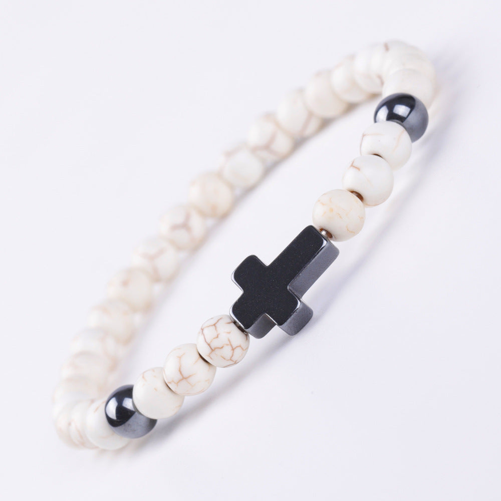 Magnet Cross Stone African Pine Map Bracelets