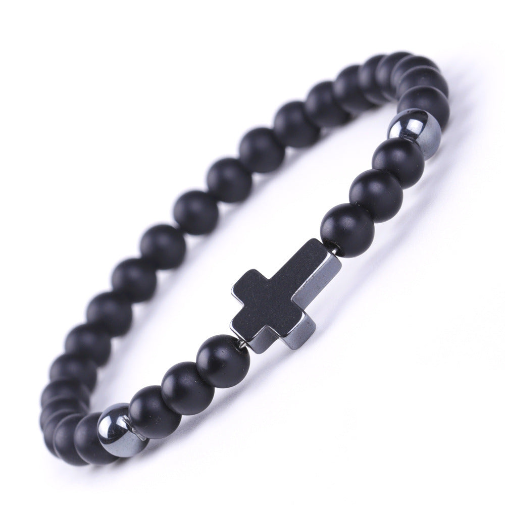 Magnet Cross Stone African Pine Map Bracelets