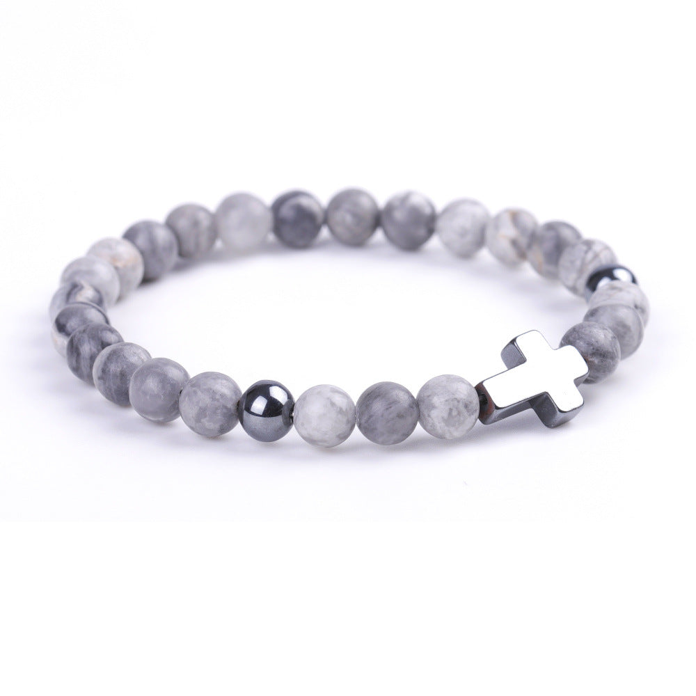 Magnet Cross Stone African Pine Map Bracelets