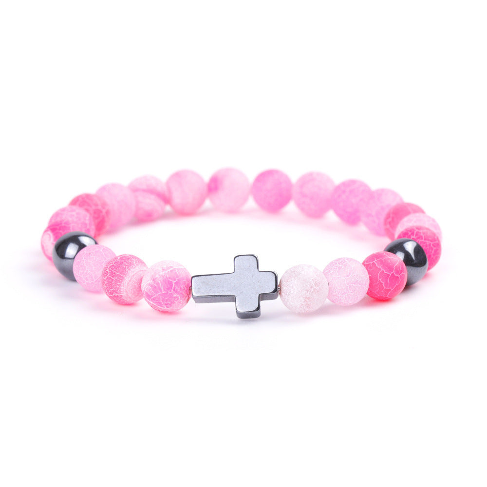 Blue Colorful Weathered Agate Couple Stretch Bracelets