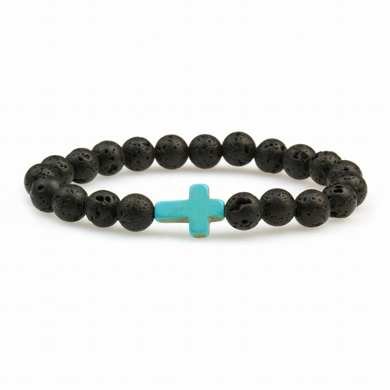 Cross Turquoise Buddha Beads Ornament Lava Bracelets