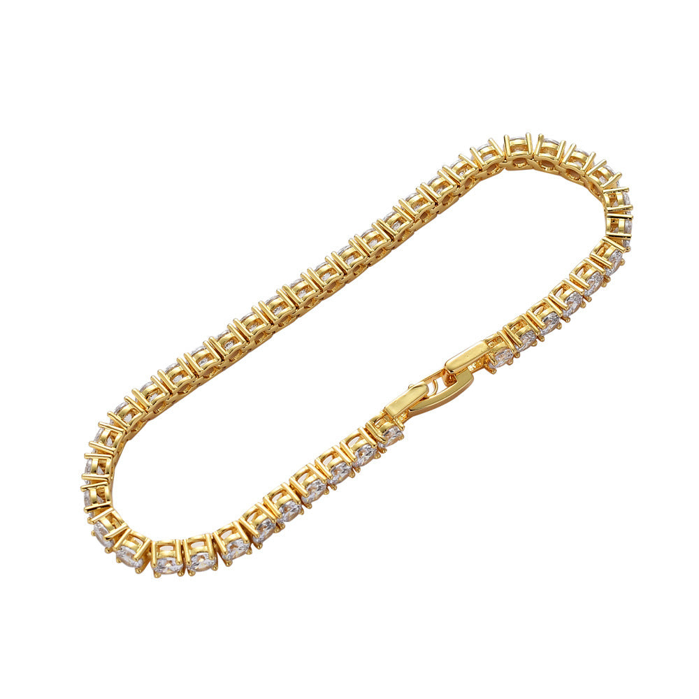 Copper Easy Buckle Tennis Chain Zircon Bracelets