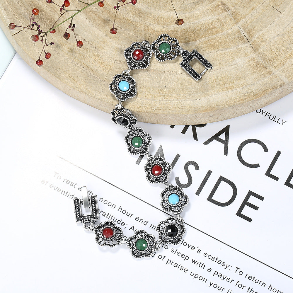 Popular Personality Simple Colorful Flower Shape Sier Electroplated Bracelets