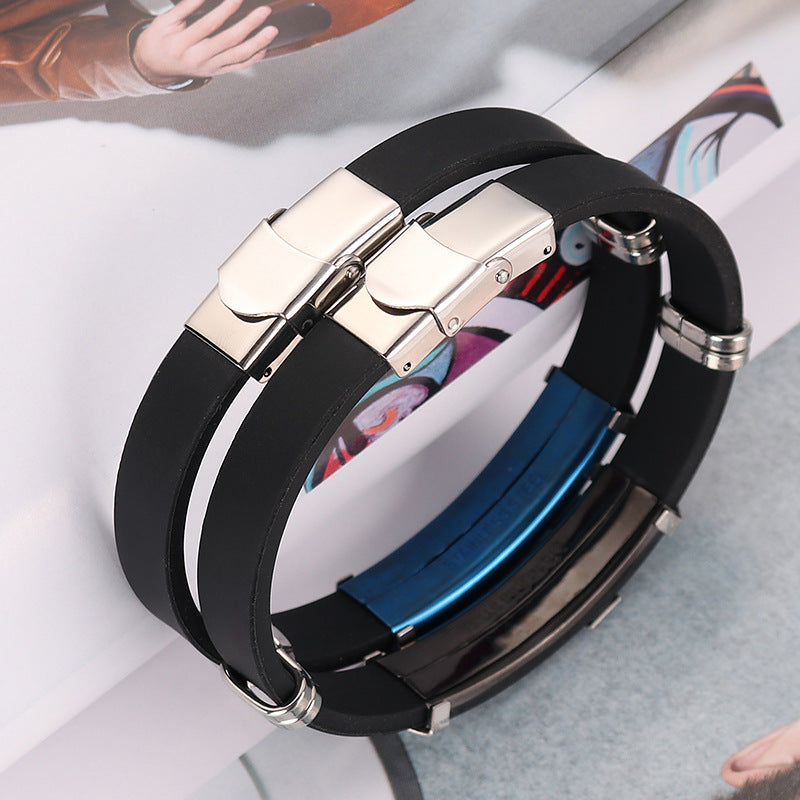 Men's Simple Cross Titanium Steel Personality Silica Bracelet