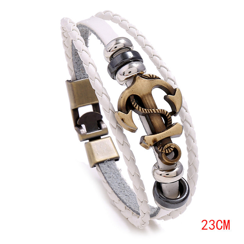 Ornament Simple Woven Boat Anchor Cattle Leather Fashion Popular Bracelets