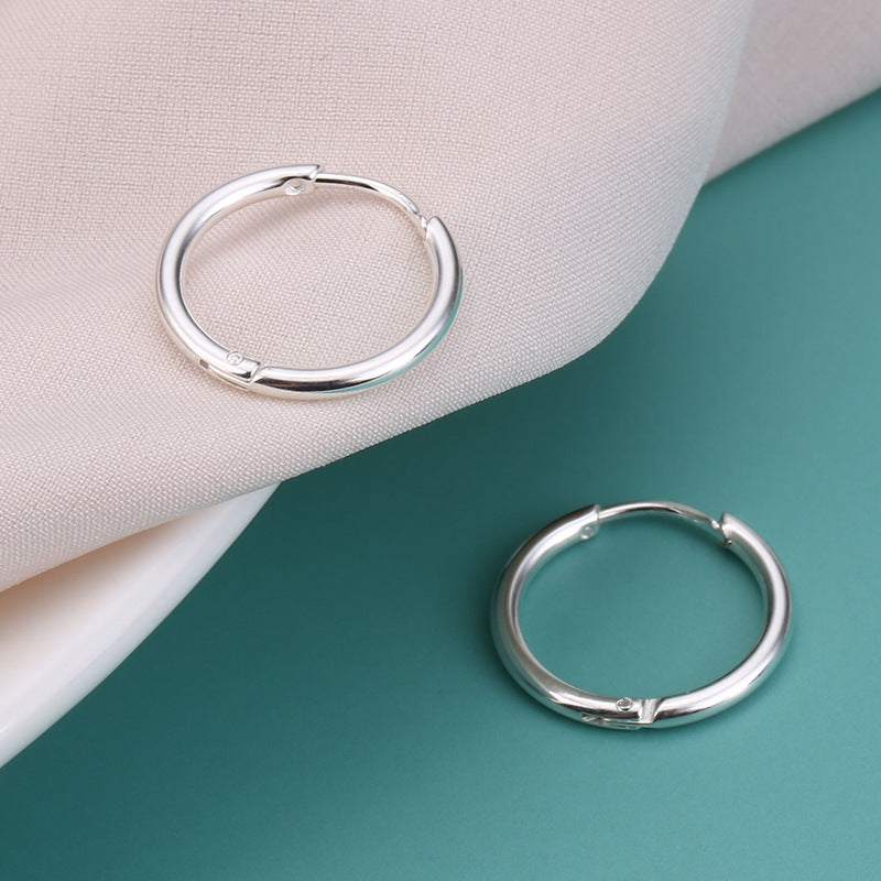 Sier Titanium Steel Coil Unisex Simple Hip Hop Fashion Earrings