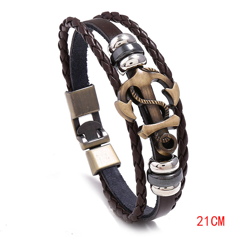 Ornament Simple Woven Boat Anchor Cattle Leather Fashion Popular Bracelets