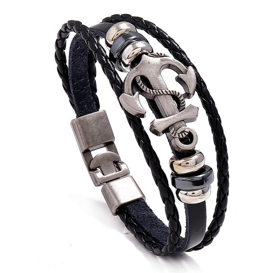 Ornament Simple Woven Boat Anchor Cattle Leather Fashion Popular Bracelets