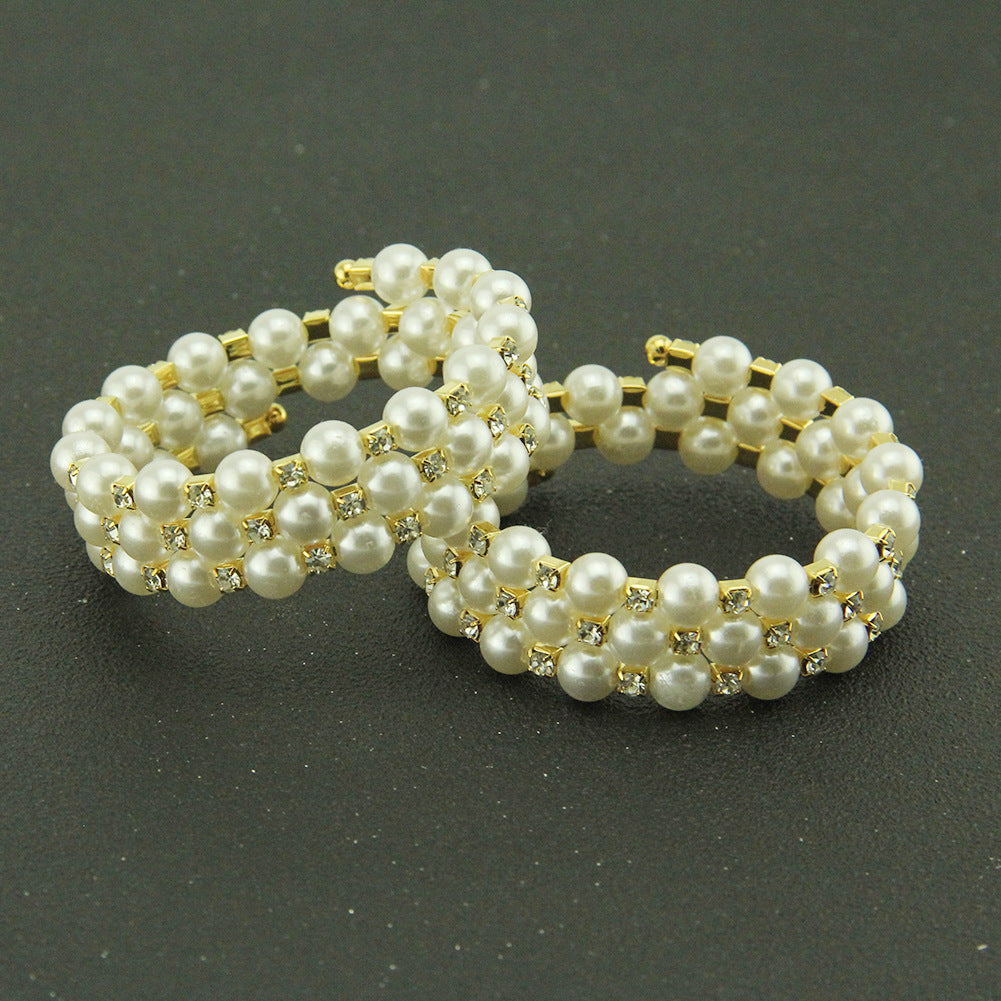 Pearl Diamond Wrist Korean Fashion Spiral Rings