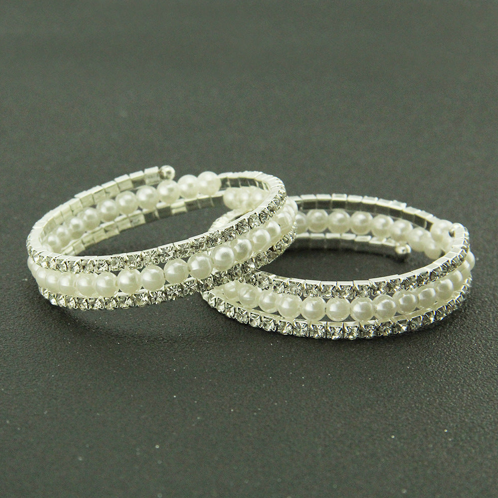 Pearl Diamond Wrist Korean Fashion Spiral Rings