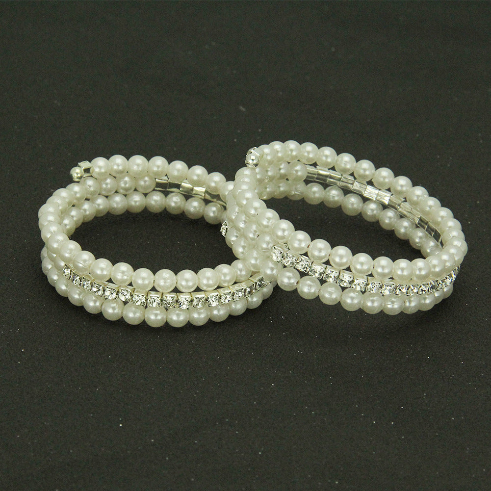 Pearl Diamond Wrist Korean Fashion Spiral Rings