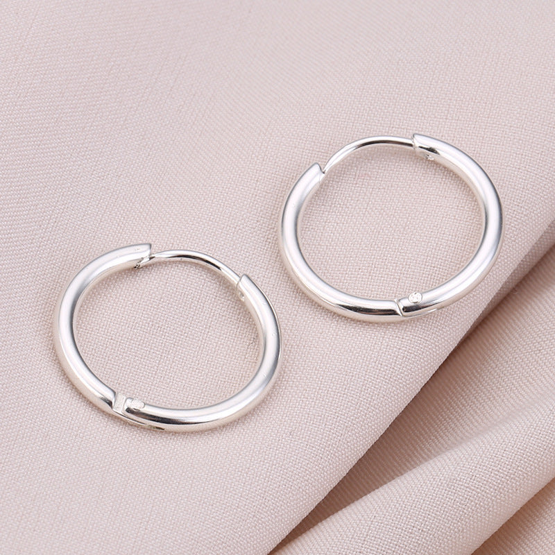 Sier Titanium Steel Coil Unisex Simple Hip Hop Fashion Earrings