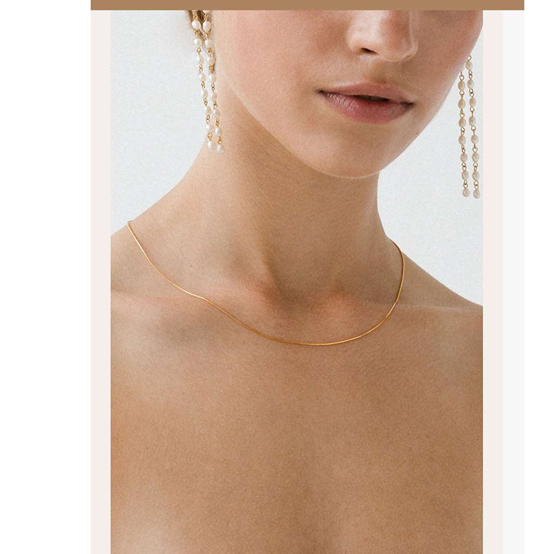 Snake Bone Very Thin Choker Clavicle Necklaces