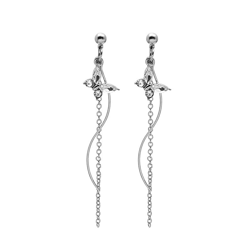 Needle Super Flash Refined Rhinestone Crystal Earrings