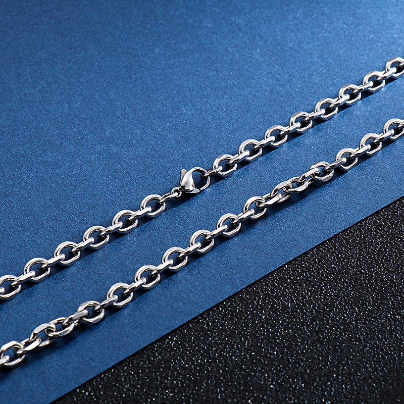 Stainless Steel Cross O-shaped Titanium Korean Style Fashion Necklace