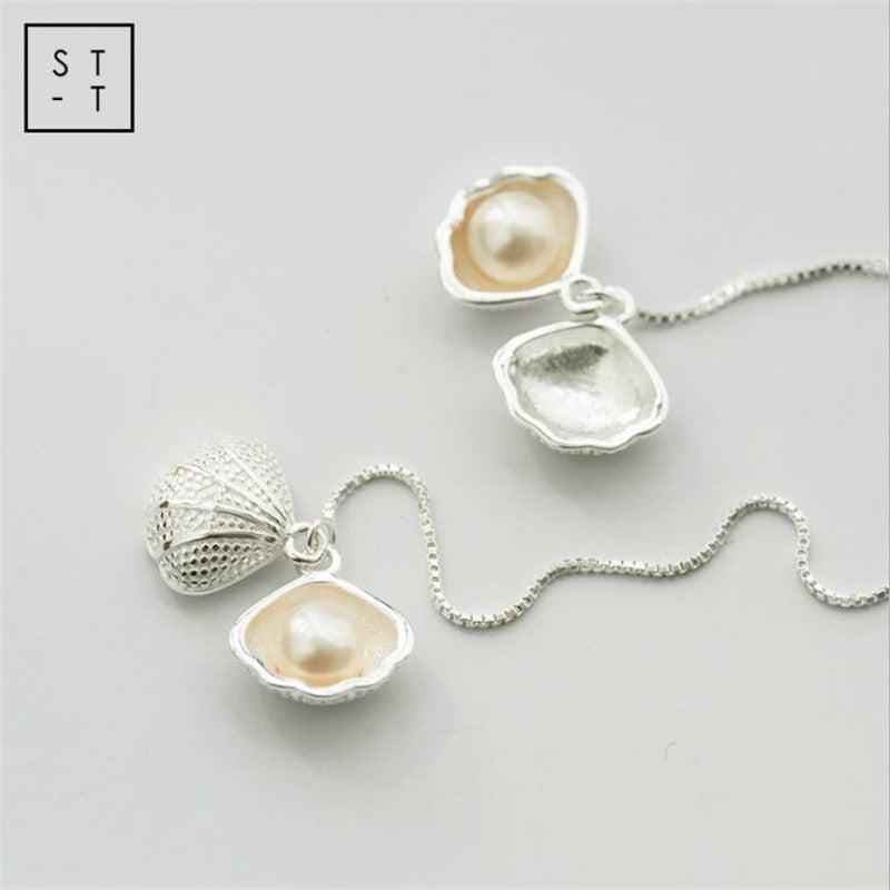 Women's Style Fashionable Elegant Freshwater Pearl Shell Personalized Eardrops Ear Line